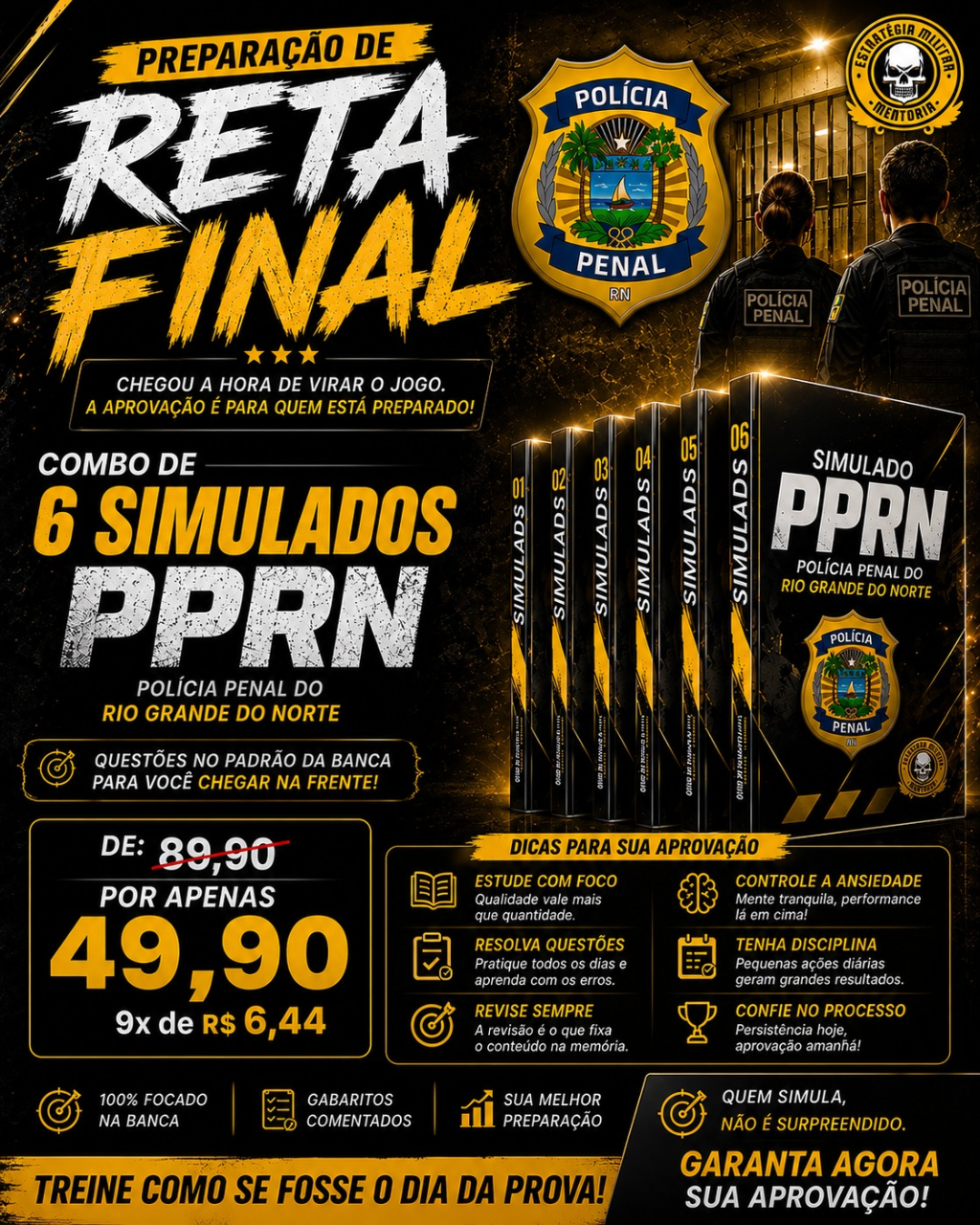 Combo de 6 Simulados PPRN — Polícia Penal do Rio Grande do Norte